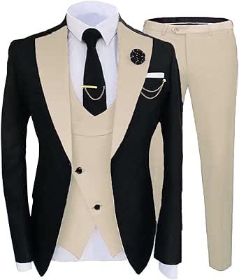 Formal Suits for Men Wedding Slim Fit 3 Piece Dress Business Elegant Party Jacket Vest & Pants JXZ006 Male Suits, Suit Groomsmen, Costume Beige, Modern Tuxedo, Mens 3 Piece Suits, Terno Slim, Slim Fit Blazer, Luxury Party, Tailored Suit