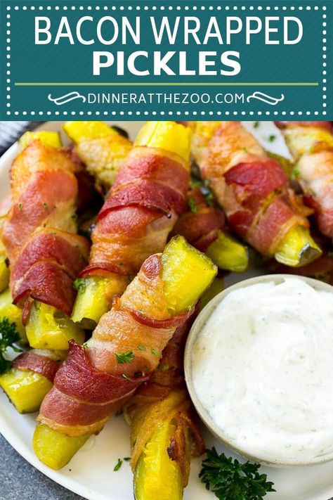 Bacon Wrapped Pickles Recipe | Pickle Fries | Low Carb Recipe #pickles #bacon #lowcarb #keto #dinneratthezoo Pickle Bacon Wraps, Stuffed Pickles Wrapped In Bacon, Pickles Wrapped In Bacon, Bacon Wrapped Smokies Keto, Pickle Fries, Bacon Wrapped Pickles, Wrapped Pickles, Slow Cooker Chicken Wings, Pickles Recipe