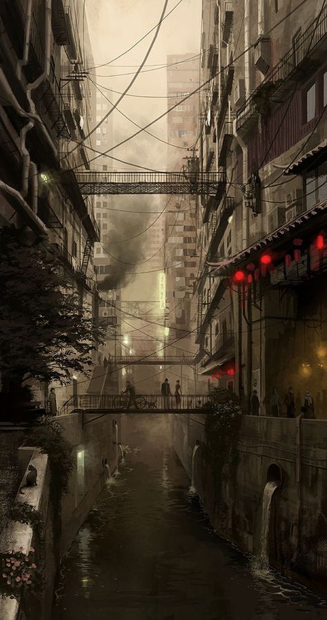 Ville Cyberpunk, Art Cyberpunk, Sci Fi City, Tall Buildings, Cyberpunk Aesthetic, Cyberpunk City, Have Inspiration, Fantasy City, Futuristic City