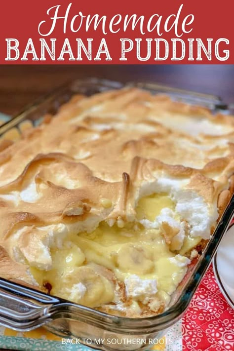 Bannan Pudding Recipe Easy, Oven Baked Banana Pudding, Nilla Wafer Banana Pudding, Banana Pudding From Scratch, Pudding From Scratch, Old Fashioned Banana Pudding, Homemade Banana Pudding Recipe, Banana Pudding Desserts, Banana Desserts