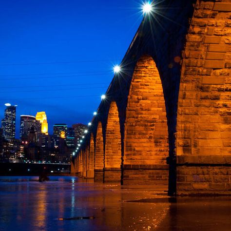 The Stone Arch Bridge – Minneapolis, Minnesota - Atlas Obscura Stone Arch Bridge Minneapolis, Arched Bridge, Stone Arch Bridge, Minneapolis Skyline, Atlas Obscura, Arch Bridge, Army Corps Of Engineers, Stone Arch, Bike Path