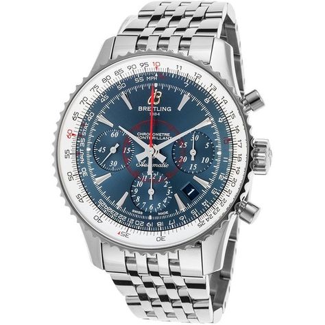 Men's LE Montbrillant Automatic Chronograph Stainless Steel Blue Dial... ($6,000) ❤ liked on Polyvore featuring men's fashion, men's jewelry, men's watches, mens chronograph watch, mens stainless steel watches, mens watches, mens chronograph watches and mens watches jewelry Swiss Automatic Watches, Breitling Watches, Mens Chronograph, Blue Cases, Breitling Navitimer, Men's Watches, Luxury Watches For Men, Dive Watches, Steel Watch