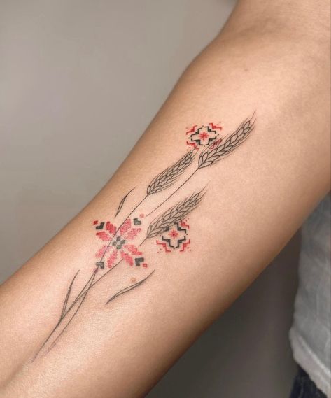 Kukeri Bulgaria Tattoo, Bulgarian Tattoo, Bulgaria Tattoo, Traditional Ukrainian Tattoo, Ukraine Tattoo, Wheat Tattoo, Slavic Tattoo, Ukrainian Tattoo, Blood Tattoo