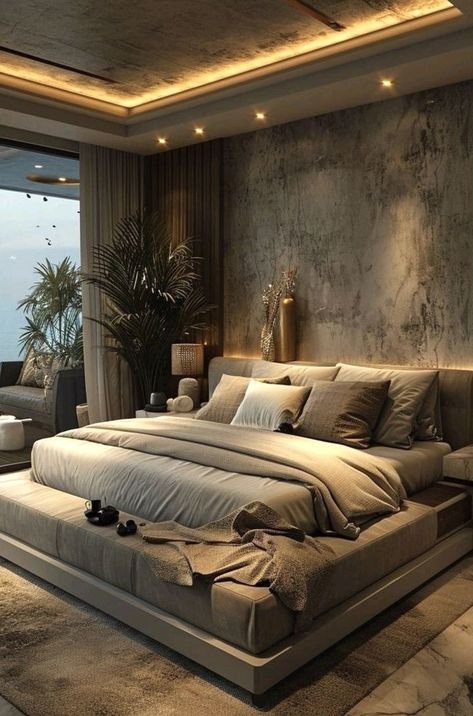 Bedroom Designs For Couples, Unique Bedroom Design, Bedroom Ideas For Couples, Bedroom Ideas For Couples Modern, Ceiling Design Bedroom, Dekorasi Kamar Tidur, Luxurious Bed, Fall Bedroom, Luxury Bedroom Master