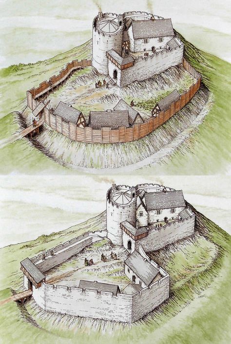 Early Medieval Castle, Medieval Training Grounds, Fortress Drawing, Dryslwyn Castle, Medieval Castle Layout, Castles Medieval, Fortification Architecture, Medieval Landscape, Medieval Kingdom