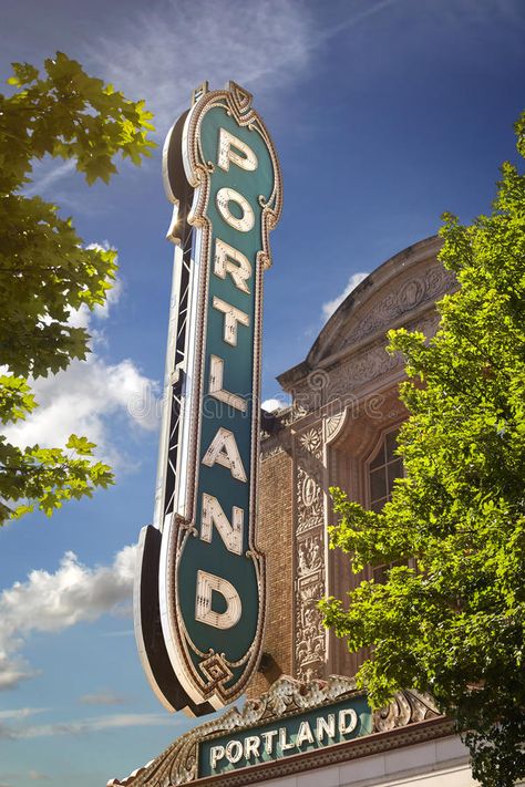 Portland sign in Portland. Portland sign of Arlene Schnitzer Concert Hall betwee , #SPONSORED, #Concert, #Hall, #green, #Schnitzer, #Portland #ad Portland Illustration, Blue Sky With Clouds, Sky With Clouds, Blue Sky Clouds, Flower Abstract, Green Tree, Concert Hall, Sky And Clouds, Green Trees