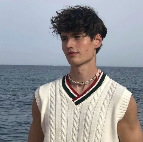 Mortiz Hau, Rowan Kane The Fine Print, Just Wanted To Say Hi, Moritz Hau, Sweater Vest Mens, Curly Haircuts, Guys Clothing Styles, By The Ocean, Cool Outfits For Men