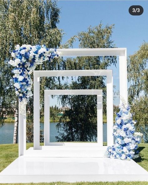 Wedding Decoration Outdoor, Decorations On A Budget, Wedding Decorations Ideas, Blue Green Wedding, Flower Backdrop Wedding, Wedding Stage Decor, Rustic Wedding Decorations, Wedding Reception Backdrop, Wedding Entrance Decor