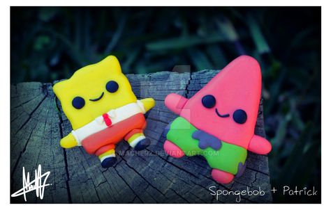 Five Nights At Freddy's by MaCherz on DeviantArt Spongebob Polymer Clay, Spongebob Clay Art, Clay Spongebob, Spongebob Clay, Clay Patrick, Art Spongebob, Pineapple Under The Sea, Clay Magnets, Polymer Clay Miniatures