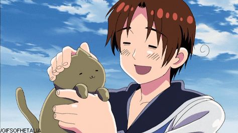 Everytime i see a cat i just have to stop to stroke it ^.^ Hetalia Gif, Italy Hetalia, Russia Hetalia, Aph Italy, Hetalia Italy, Hetalia Funny, Hetalia Characters, Hetalia Axis Powers, Axis Powers