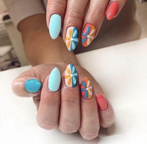 August Nails, Cute Simple Nails, Summery Nails, Simple Acrylic Nails, Cute Gel Nails, Get Nails, Beach Nails, August 11, Fabulous Nails