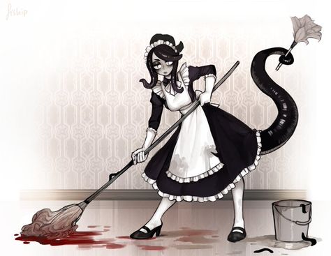 Fiship Art, Matilda Fiship, Battle Maid, Maid Girl, Female Monster, Anime Monsters, Anime Maid, Zodiac Designs, Classic Horror Movies