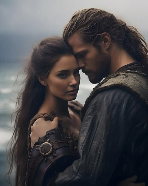 Viking Couple Photoshoot, Fantasy Lovers Couple, Viking Couple, Vikings Aesthetic, Viking Love, Powerful Couple, Viking Pictures, Erik The Red, Animated Couples