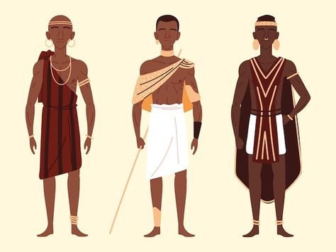 Africa Tribes, Tribes Man, Black Characters, Man Character, Kid Character, African Culture, Family Day, Character Concept, Premium Vector