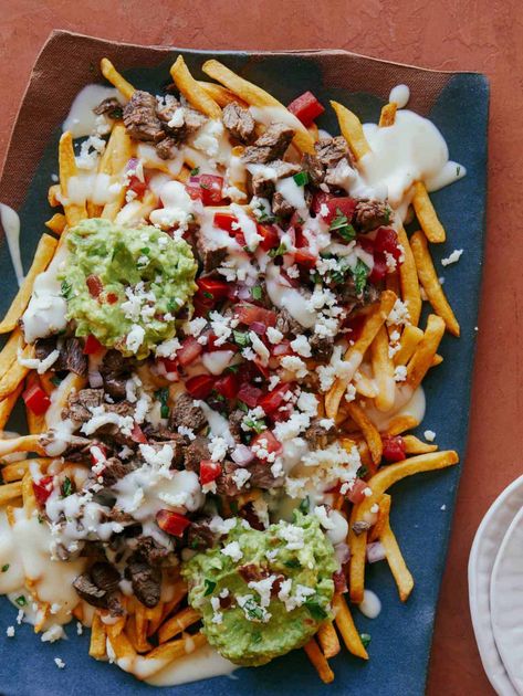 Loaded French Fries Steak, Texas Fries, Queso Fries, Carne Asada Fries Recipe, Fries Recipes, Carne Asada Fries, Carne Asada Recipes, Spoon Fork Bacon, Frozen French Fries