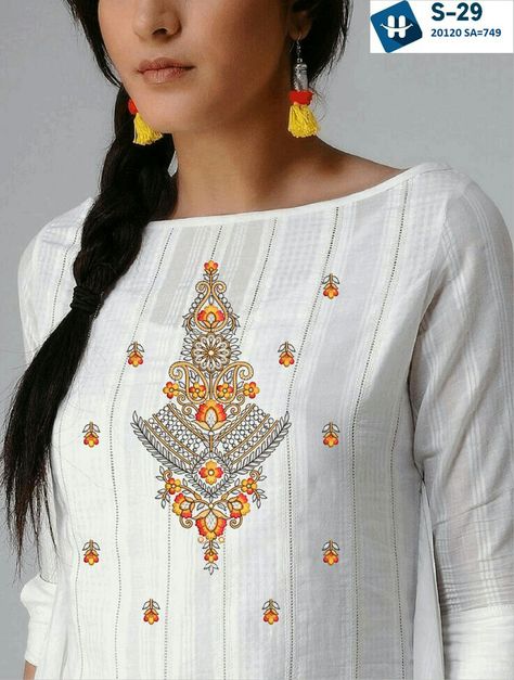 Computer Embroidery Kurti Design, Embroidery Kurti Design, Ikkat Kurtis, Bird Silhouette Art, Embroidery Kurti, Indian Kurti Designs, Indian Kurti, Kurti Neck, Kurti Design