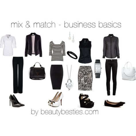 Business #fashion: build a wardrobe with these mix and match basics Business Basics, Build A Wardrobe, Wardrobe Planning, Fashion Capsule, Professional Attire, Minimalist Wardrobe, Travel Wardrobe, Wardrobe Basics, Work Wardrobe