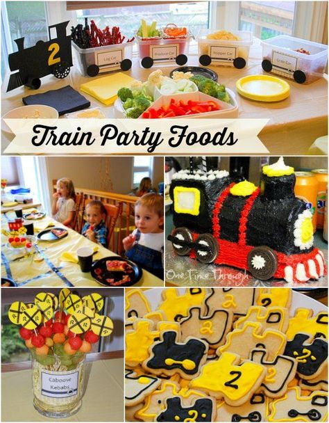 Train Party Food, Train Birthday Party Food, Train Theme Party, Train Birthday Theme, Train Party Decorations, Train Theme Birthday Party, Thomas The Train Birthday Party, Train Birthday Party, Boy Birthday Party Themes