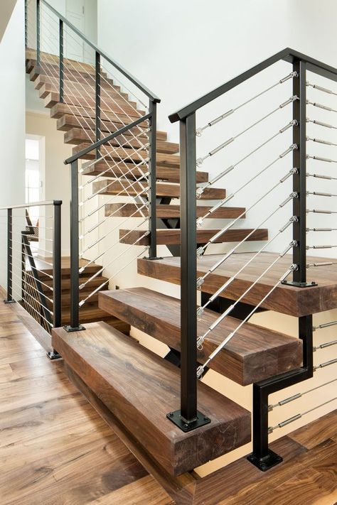 Staircase Contemporary, Oxford House, Indoor Railing, Interior Stair Railing, Small Bedroom Remodel, Contemporary Staircase, Staircase Ideas, Staircase Remodel, Open Staircase