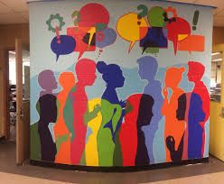 Murals For Elementary School, Elementary School Murals Ideas, Diversity Mural Art Projects, Classroom Mural Ideas, Community Mural Ideas, School Murals Highschool, Elementary School Murals, Mural Community, School Mural Ideas