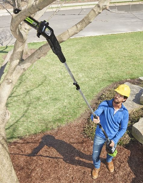 The Best Cordless Pole Saw Pole Saw, Hammacher Schlemmer, Telescopic Pole, Harbor Freight, Battery Pack, Lower Case Letters, Outdoor Power Equipment, This Year, Gadgets