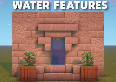 Minecraft Water Feature, Mini Fountain Minecraft, Wall Fountain Minecraft, Mc Fountain, Fountains In Minecraft, Minecraft Waterfall Statue, Minecraft Wall, Water Feature Wall, Waterfall Wall