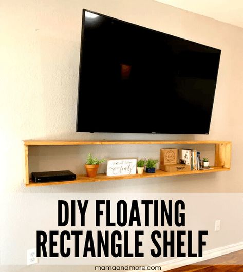 How to Build a Floating Rectangle Shelf (Step by Step Tutorial) - Mama and More Rectangle Shelf, Box Shelves, Shapes And Colors, Diy Building, Shelf Unit, Black Doors, Wood Brackets, Diy Shelves, Wood Screws