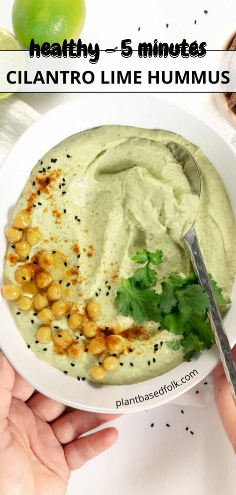 Dips With Cilantro, Cilantro Lime Hummus Recipe, Cilantro Hummus Recipe, Cilantro Lime Hummus, Sweet Hummus, Cilantro Jalapeno Hummus, Sweet Appetizers, Vegan Dip Recipes, Cilantro Hummus