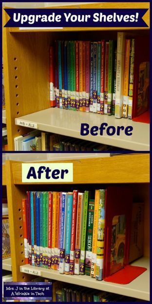 "What Worked" Wednesday: How to Keep Books Visible on Library Shelves | Mrs. J in the Library #MrsJintheLibrary #bookshelf #library #management #books #organization Books Organization, Bookshelf Library, Elementary Librarian, Shelf Length, School Library Decor, Library Management, Man Cut, Library Lesson Plans, School Library Displays