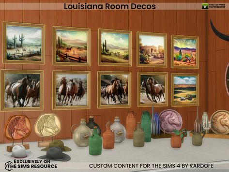 Sims 4 Cc Western Decor, Sims 4 Western Cc, Western Wall Decor, Native Artwork, Cowboy Decorations, Western Paintings, Sims 4 Cc Furniture, Room Deco, Horse Ranch