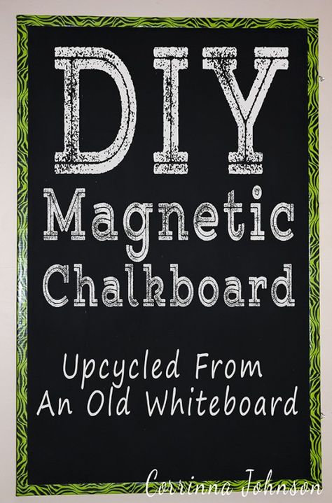 DIY Magnetic Chalkboard Upcycled From An Old Whiteboard Diy Magnetic Chalkboard, Pantry Diy, Diy Whiteboard, Chalkboard Crafts, Make A Chalkboard, Recycled Diy, Crafts Recycled, Organisation Ideas, Dry Erase Boards