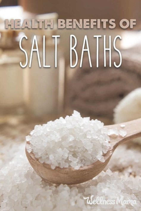 Health Benefits of Magnesium Salt Baths | Wellness Mama Salt Bath Benefits, Epsom Salt Benefits, Bath Benefits, Magnesium Flakes, Magnesium Bath, Bath Salts Recipe, Epsom Salt Bath, Wellness Mama, Magnesium Benefits