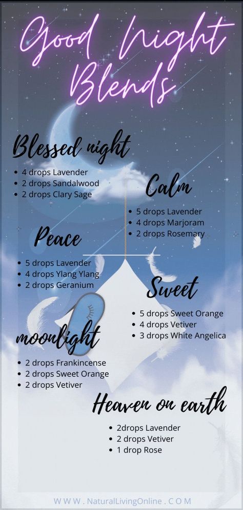 Answer: Essential oils help good sleep by promoting relaxation and inducing a state of calmness. Lavender oil, in particular, has been found to be especially beneficial for promoting relaxation and improving sleep quality. Other essential oils that can help promote relaxation and improve sleep quality include chamomile oil, vetiver oil, and sandalwood oil. diffusing these oils in your bedroom before bedtime can help create a relaxing environment that promotes better sleep. Essential Oils Diffuser Blends, Relaxing Essential Oil Blends, Diffuser Scents, Sleeping Essential Oil Blends, Oils For Relaxation, Relaxing Essential Oils, Essential Oil Combinations, Essential Oils For Pain, Essential Oil Diffuser Blends Recipes