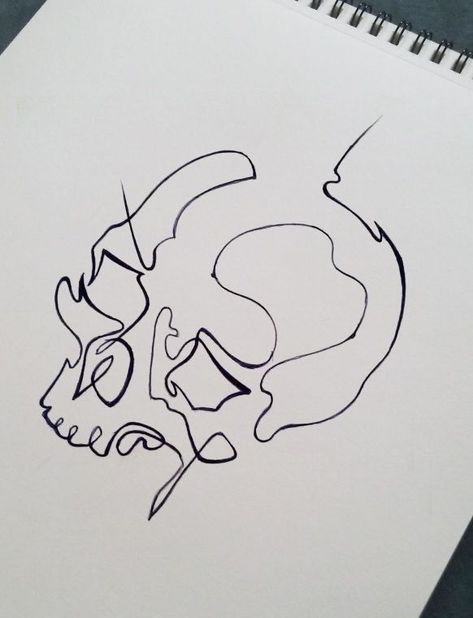 Single Line Skull Tattoo, One Line Skull Drawing, Skull Line Tattoo, One Line Skull, Skeleton Line Art, Skull Line Drawing, Line Art Skull, Line Art For Kids, Line Art People