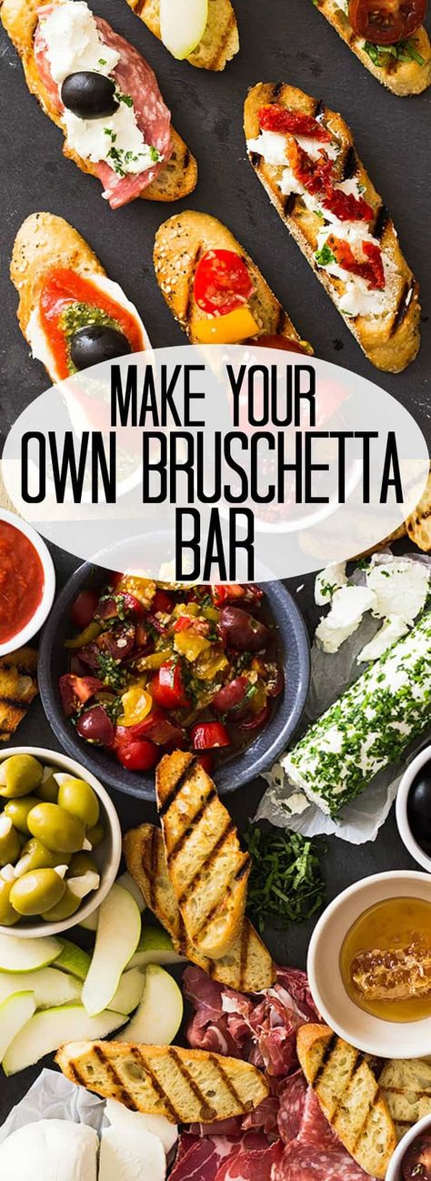 Types Of Bruschetta, Steak Bruschetta Recipe, Easy Upscale Desserts, Charcuterie Board Bruchetta, Different Types Of Bruschetta, Bruchetta Board Recipe, Bruschetta Charcuterie Board, Bruschetta Board Ideas, Bruschetta Boards