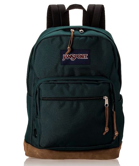 Back to school cute and asthethic lJanSport Right Pack Backpack - Travel, Work, or Laptop Bookbag with Leather Bottom, Deep Juniper Green Jansport, Jansport Right Pack, Pack Backpack, Backpack Travel, Travel Work, Backpacking Packing, Freshman Year, Jansport Backpack, Travel Backpack