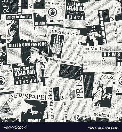 Black And White Newspaper, Newspaper Theme, White Newspaper, Newspaper Clippings, Paper Fabric, Vector Background, Flower Pattern, Seamless Pattern, Retro Style