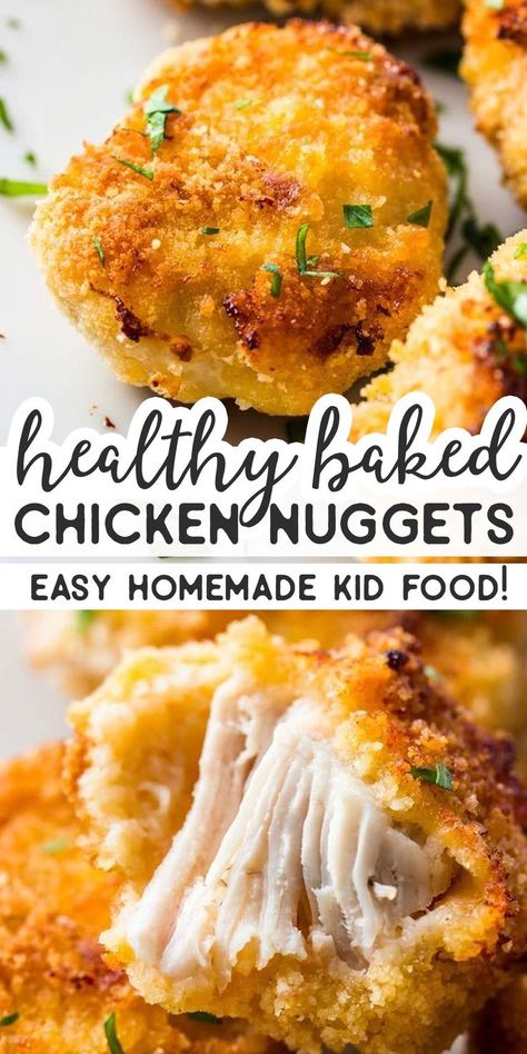 How To Make Healthy Chicken Nuggets, Baked Chicken Nuggets Recipes, Easy Chicken Nuggets Baked, Healthy Baked Chicken Nuggets, Healthy Chicken Family Dinners, Homemade Frozen Chicken Nuggets, Easy Healthy Chicken Nuggets, Homemade Chicken Nuggets To Freeze, Easy Diy Chicken Nuggets