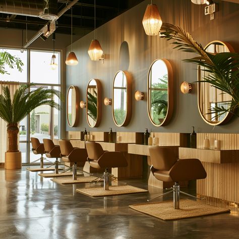 Designing for Salons — Living Bright Interiors Modern Vintage Salon Decor, Makeup Parlour Interior, Simple Salon Design, Exterior Salon Ideas, Calming Salon Decor, Salon Suite No Windows, Luxury Salon Aesthetic, Rustic Beauty Salon Ideas, Japanese Hair Salon Interior Design