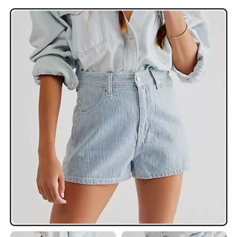 New With Tags Wrangler Striped Carpenter Shorts In Hick Horay (Blue & White) Size 32 Dad Shorts, Wrangler Shorts, Summer Wishlist, Obx Dr, Baby Trend, Dad Jeans, Jean Flare, Spring Summer Wardrobe, High Rise Denim Shorts