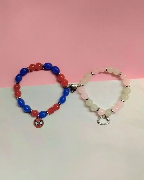 Hello kitty X spider man 🥹🫶🏻 DM to order now💗 Lots of new and exciting duo bracelets are also coming so make sure to follow like and save the post🎀🫶��🏻 Handmade, beaded jewelry, duo bracelets, besties bracelets, custom bracelets, customize jewelry,Sanrio, Spiderman, hello kitty Happy shopping<33 Sanrio Spiderman, Spiderman Hello Kitty, Duo Bracelets, Hello Kitty Happy, Customize Jewelry, Bracelets Ideas, Birthday List, Handmade Beaded Jewelry, Bracelet Ideas