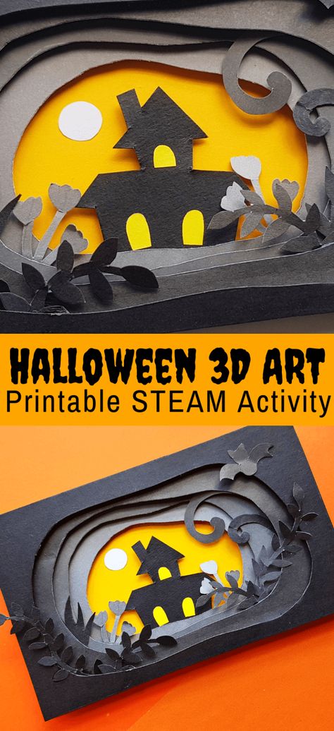 Halloween Paper Craft in 3D (FREE Printable) | Little Bins for Little Hands Activity For Halloween For Kids, Halloween Activities Crafts, Halloween Crafting For Kids, Fall Crafts Construction Paper, Fifth Grade Halloween Crafts, Halloween 2nd Grade Craft, Paper Pumpkin Decorating Ideas, Halloween Craft Older Kids, 2nd Grade Halloween Crafts Art Projects