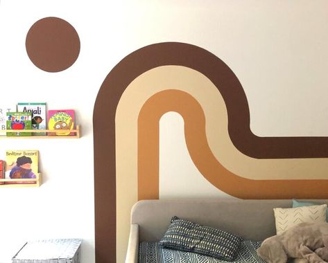 70s Wall Mural, Wall Murals Diy, Shared Kids Room, Wall Art Diy Paint, Room Wall Painting, Flex Room, Walls Room, Dreamy Room, Cute House