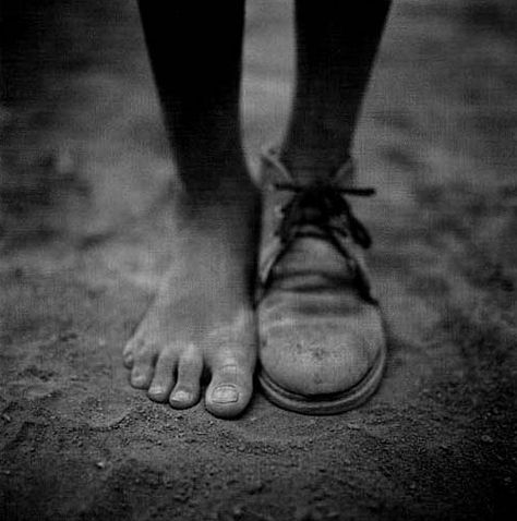 Photo by Dan Winters - Boy with One Shoe. Morocco, 1999. ° Poverty Photography, Dan Winters, Poor Children, We Are The World, Black White Photos, Black N White, White Photo, Black And White Photographs, Children Photography