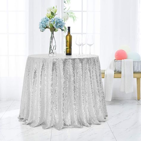 Champagne Sequin Tablecloth, Sparkly Table Cloth, Sequin Tablecloth Wedding, Sequin Table Cloth, Birthday Party Home, Gold Tablecloth, Anniversary Diy, Party Home Decoration, Sequin Table