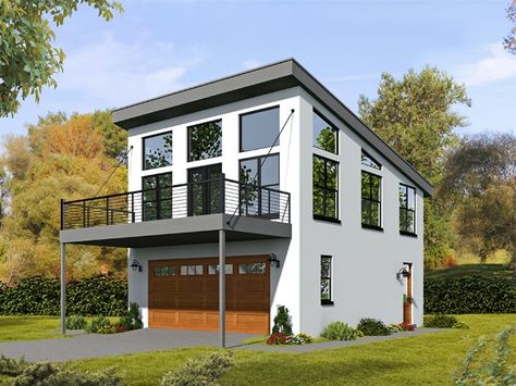 062G-0081: 2-Car Garage Apartment Plan with Modern Style Camp Plans, Garage Apartment Plan, Plan Garage, Carriage House Plans, Garage Loft, Garage Apartment Plans, Garage Studio, Modern Garage, Garage Apartments