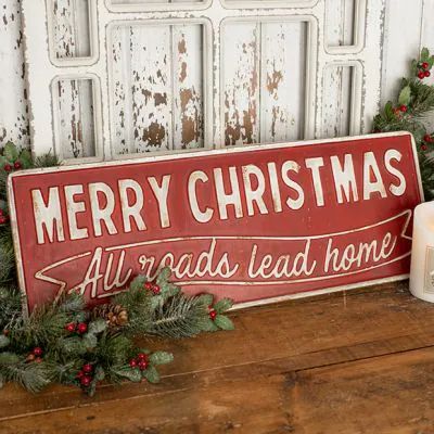 CHRISTMAS SNEAK PEEK! | Shop Sales Events Antique Farmhouse All Roads Lead Home, Christmas Metal, Holiday Table Settings, Merry Christmas Vintage, Farmhouse Holiday, Merry Christmas Sign, Holiday Garlands, Sleigh Bell, Holiday Signs