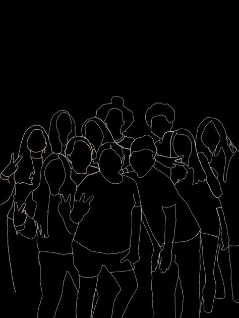 Wallpaper Of Friends Group, Buddies Instagram Highlight Cover, Friends Black Background, School Friends Aesthetic, Featured Photo Facebook Aesthetic, Memory Illustration, Ig Icons Highlights Aesthetic, Friends Sketch, Actors Illustration