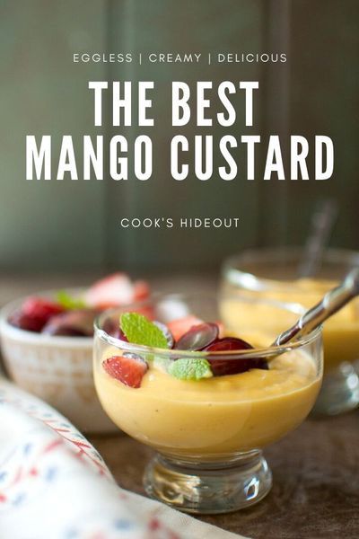 Mango Custard Pudding, Indian Custard Recipe, Eggless Custard Recipe, Drinks Virgin, Mango Custard Recipe, Custard Powder Recipes, Fruit Custard Recipe, Jello Pudding Desserts, Mango Pudding Recipe