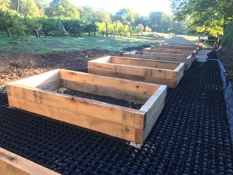 New oak railway sleeper raised beds Sleeper Raised Beds, Oak Sleepers, Vegetable Beds Raised, Railway Sleepers, Vegetable Bed, Gardening Diy, House Garden, Raised Beds, Raised Garden Beds